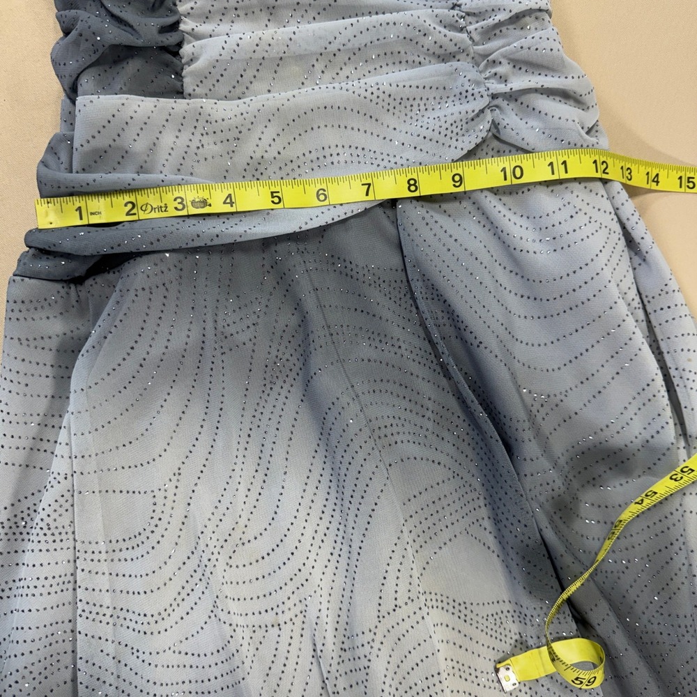 XOXO Y2K Grey Ombre Glitter Ruched Mesh Cocktail Dress Large RUNS SMALL HAS FLAW - Picture 3 of 16